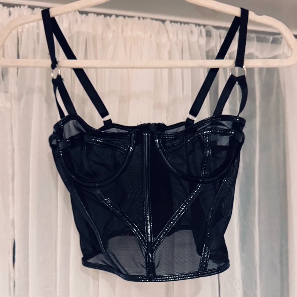 Black Sheer Bustier Corset Top